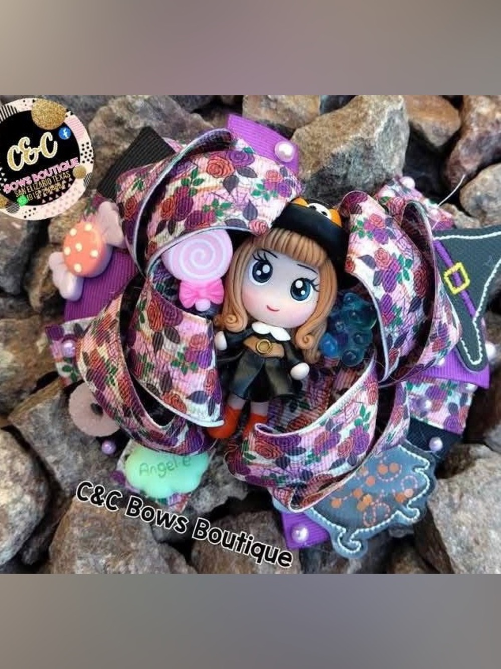 Doll Pastel Purple Rose Floral Spooky Hair Clip